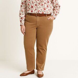 Talbots Womens Stretch Corduroy Pants High Waist Straight Leg Petite Size 10p